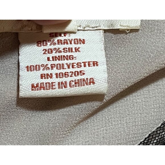 Sundance Champagne Crushed Velvet Silk Dress Bead Accent Sheer Sleeves 12 Elegan - Picture 5 of 12